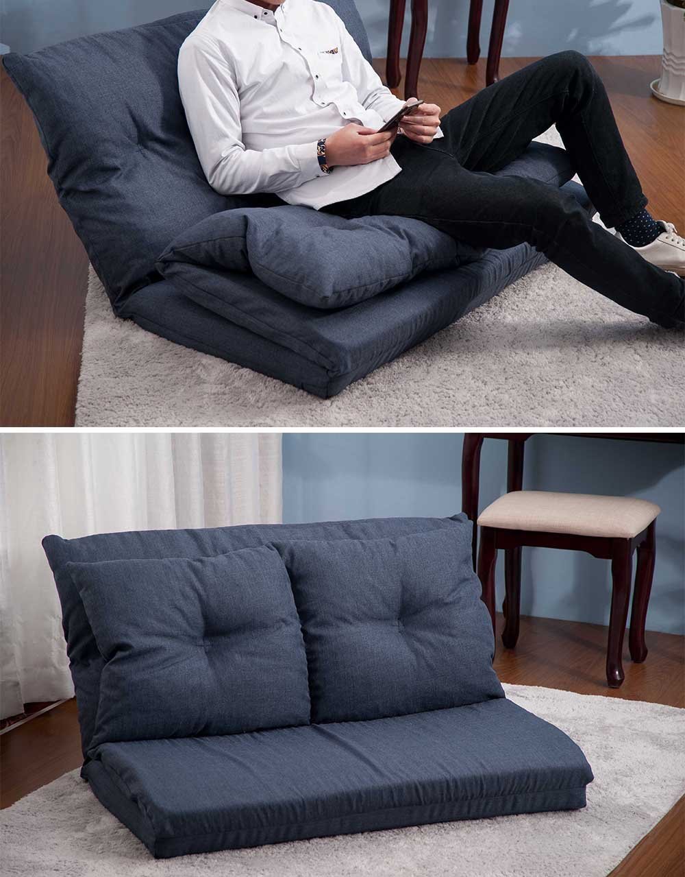 adjustable fabric folding chaise lounge sofa chair floor couch