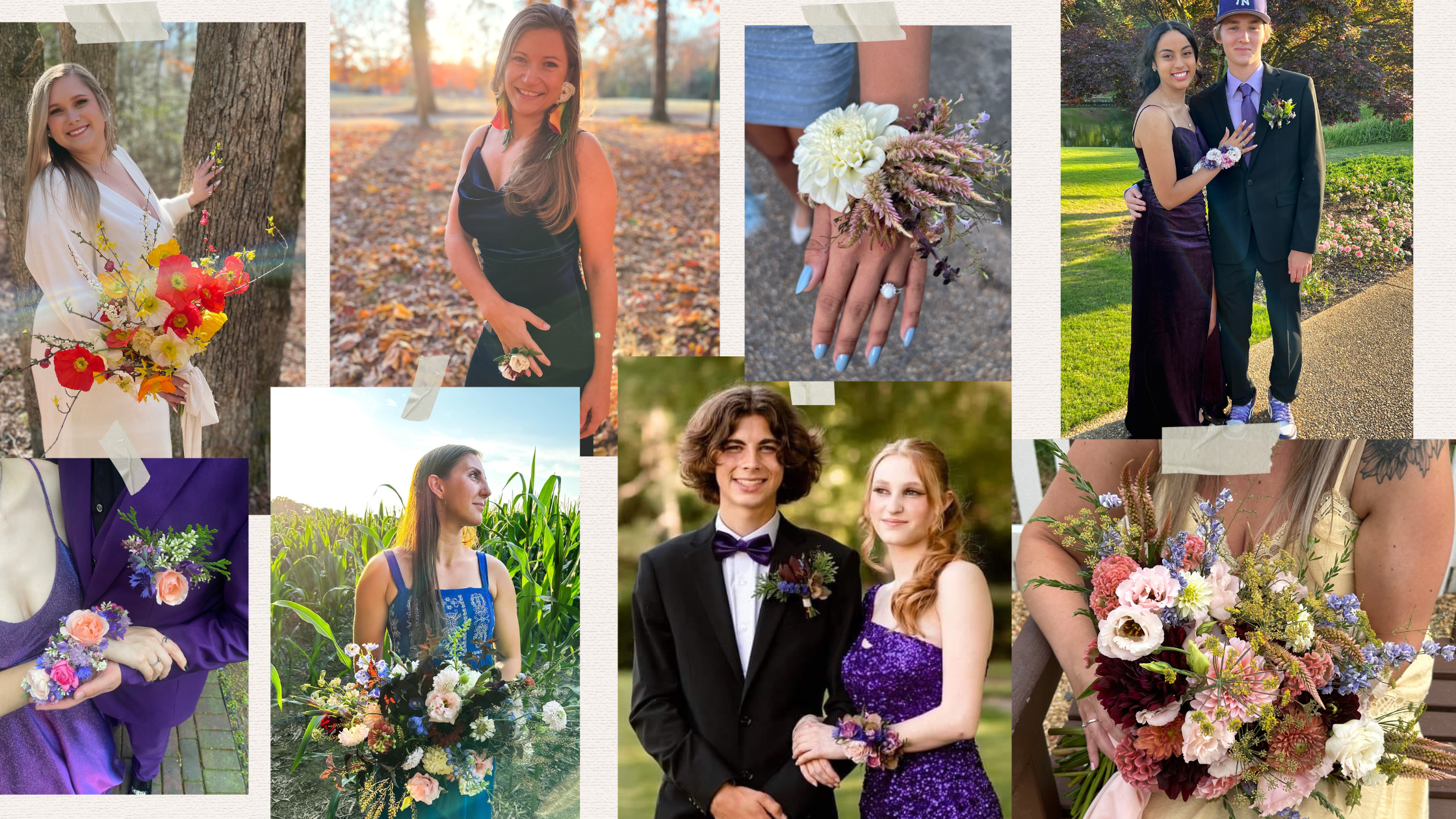 Photoshoot flowers, prom flowers, bout and corsage