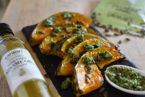 Roasted pumpkin and Kale & Pepitas Pesto