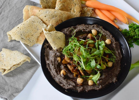 Chewy Flatbreads  & Black Hummus