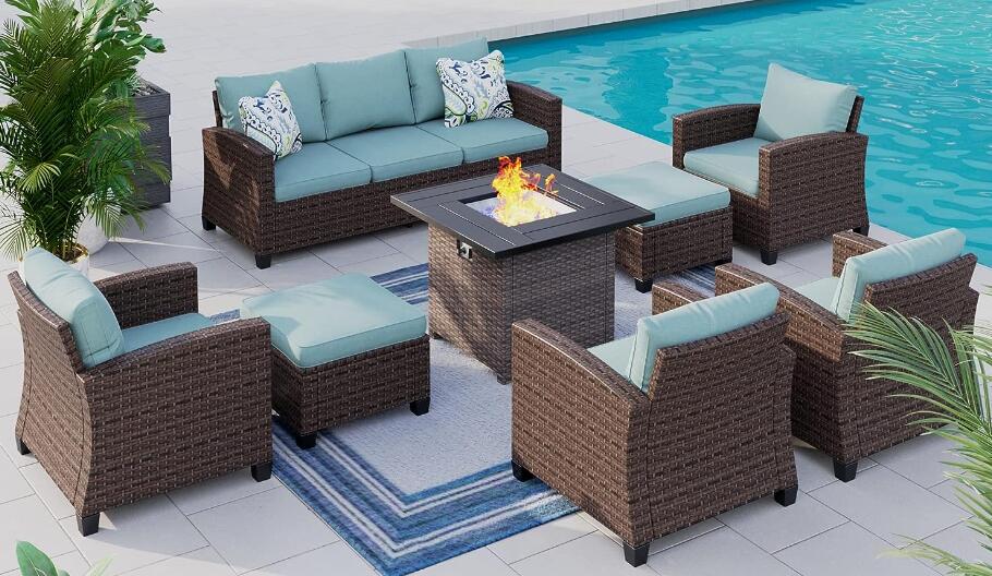 Ottomans with fire pit