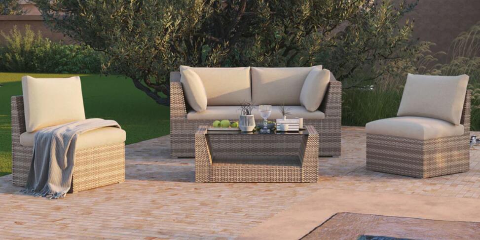 Rattan Outdoor Sectional with Coffee Table