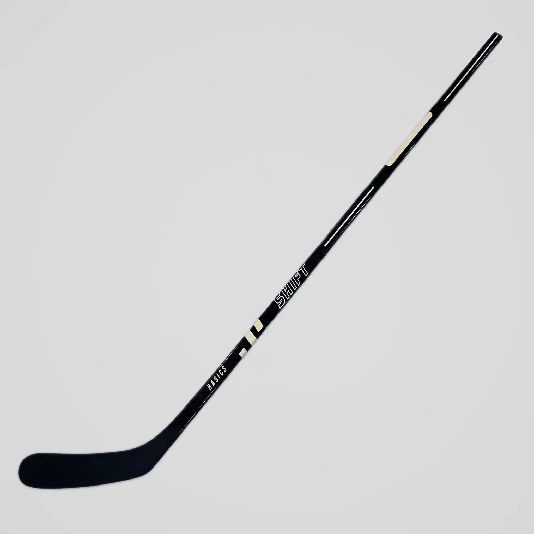 Black hockey stick labeled 'SHIFT BASICS' on a white background.