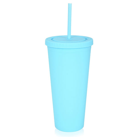 WEST & FIFTH Reusable Cold-Cup Tumbler with Straw and Super Soft Matte  Coating, 24 Ounces, Baby Blue