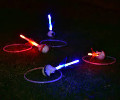 Glow in the Dark Lawn Darts being played
