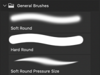 Screenshot of Photoshop's default brush selection tool showing a brush with hard edges that is perfect for pixel art.