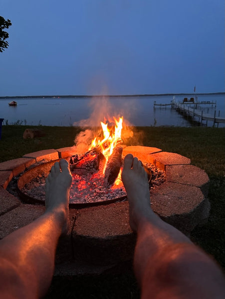 Mullet Lake at night with a lovely fire