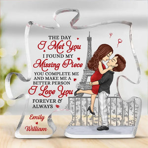 I Love You Forever And Always - Couple Personalized Custom Puzzle Shaped Acrylic Plaque - Gift For Husband Wife, Anniversary - CUSTOMOST