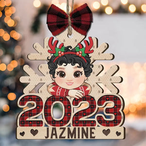 2023 Christmas Kids Custom Name - Personalized Wooden Ornament - CUSTOMOST