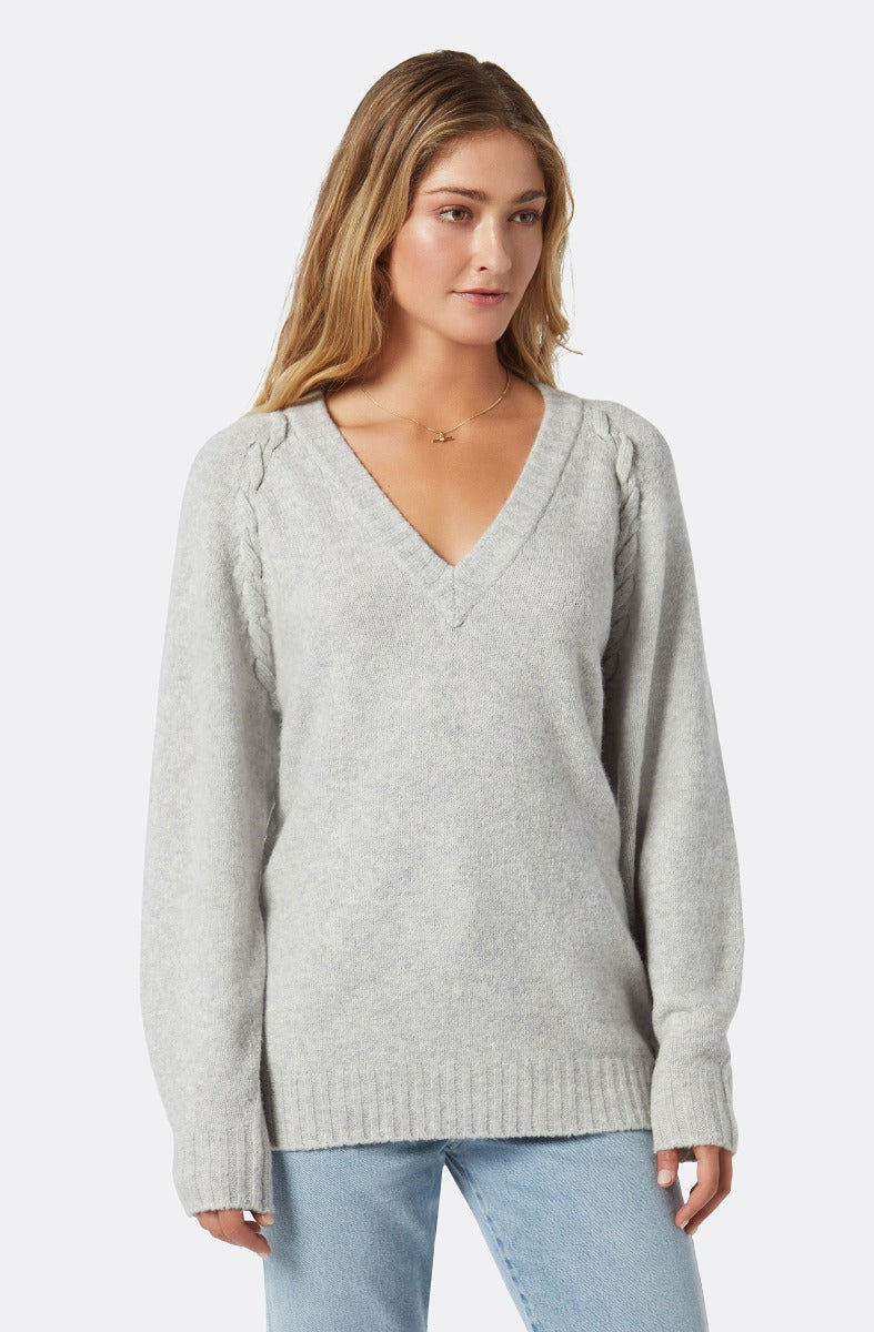 Heather Grey Sesmas V-neck Sweater - Joie