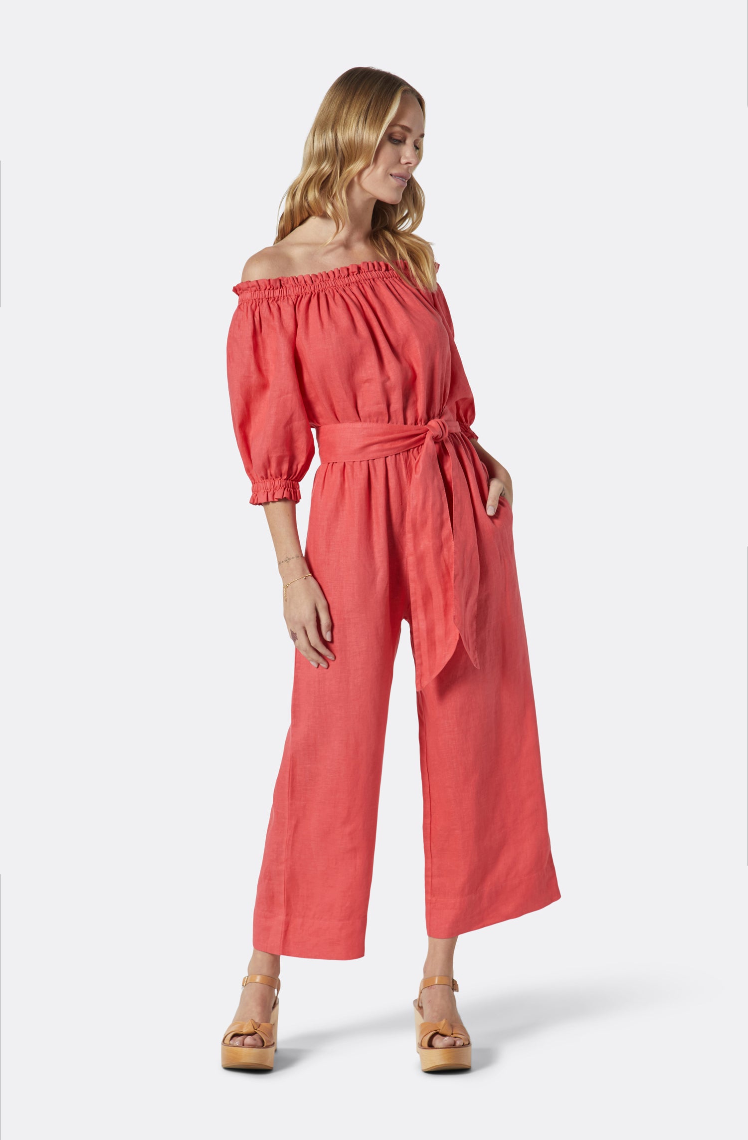 JOIE JOSEPHA LINEN JUMPSUIT IN PINK