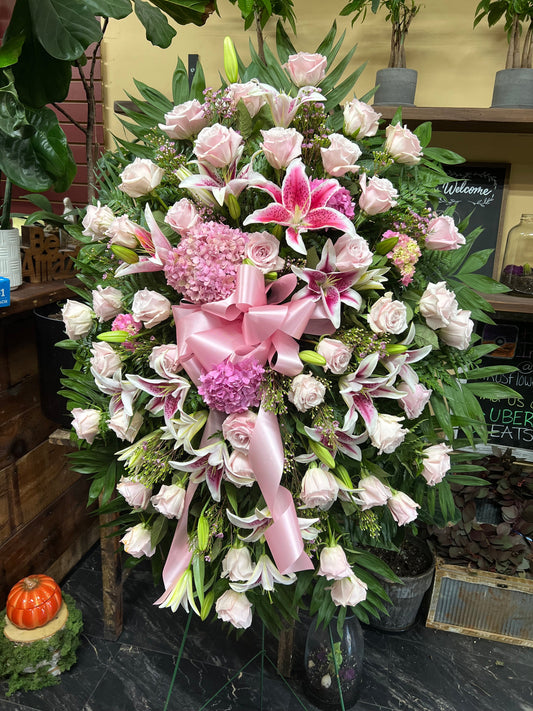 Peach Floral Standing Cross  Bloom Funeral Flowers Chicago – Bloom Funeral  & Sympathy Flowers Dallas