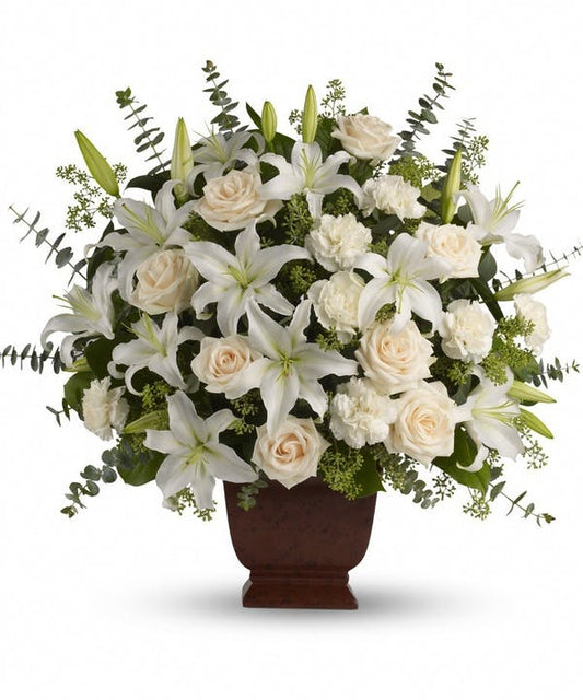 Peach Floral Standing Cross  Bloom Funeral Flowers Chicago – Bloom Funeral  & Sympathy Flowers Dallas