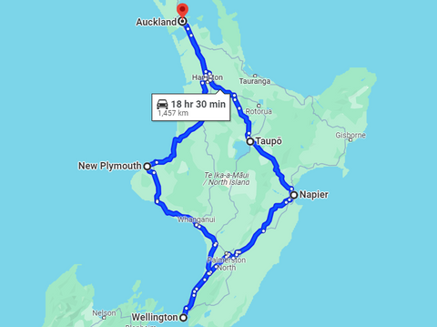 NZ roadtrip map