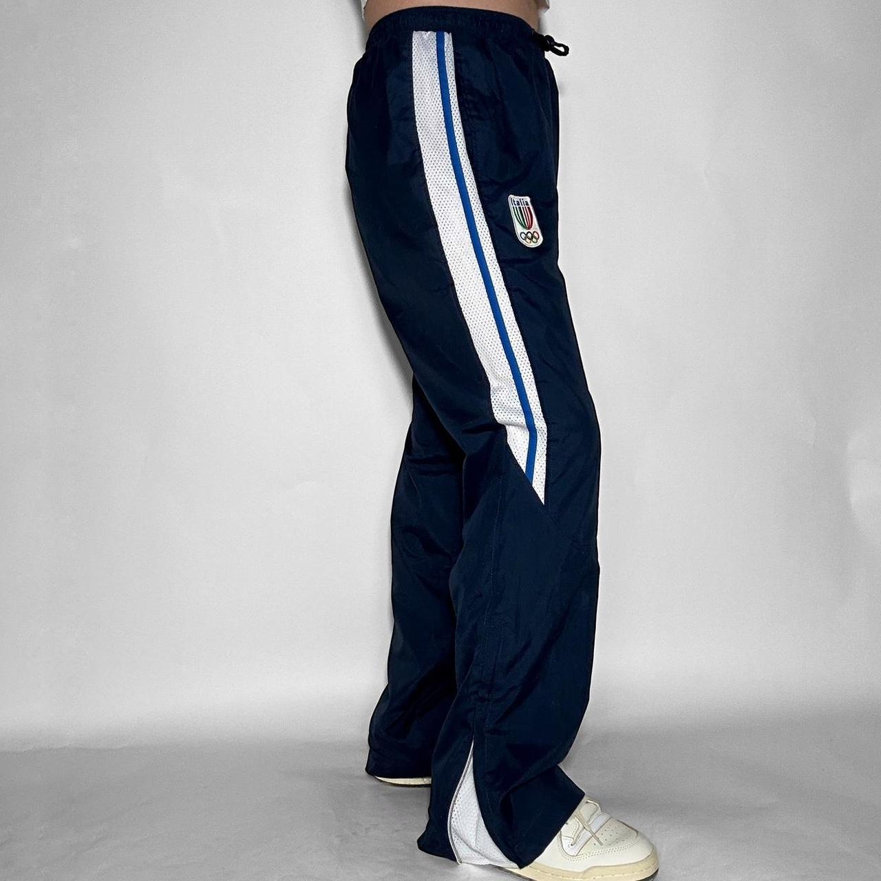 Vintage 90s Champion grey wide leg stripe track pants | Shapiro