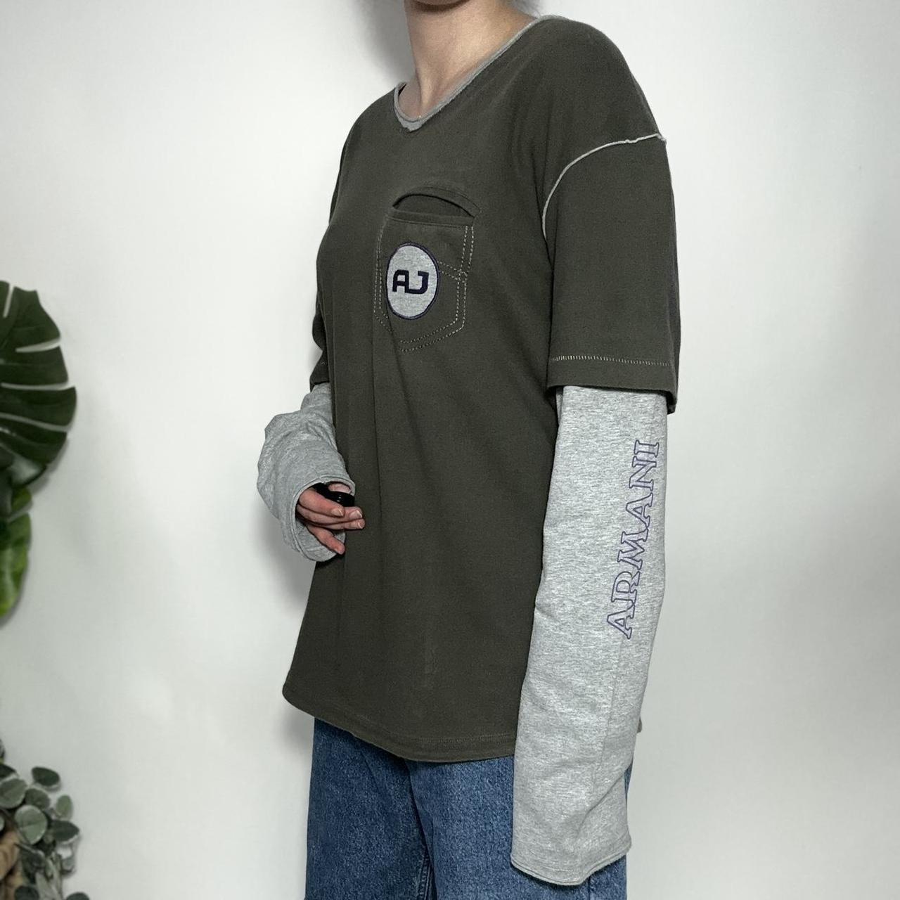 Breddegrad Asser præmie Vintage 90s Armani Jeans khaki long sleeved layered skater top | Shapiro  Selective