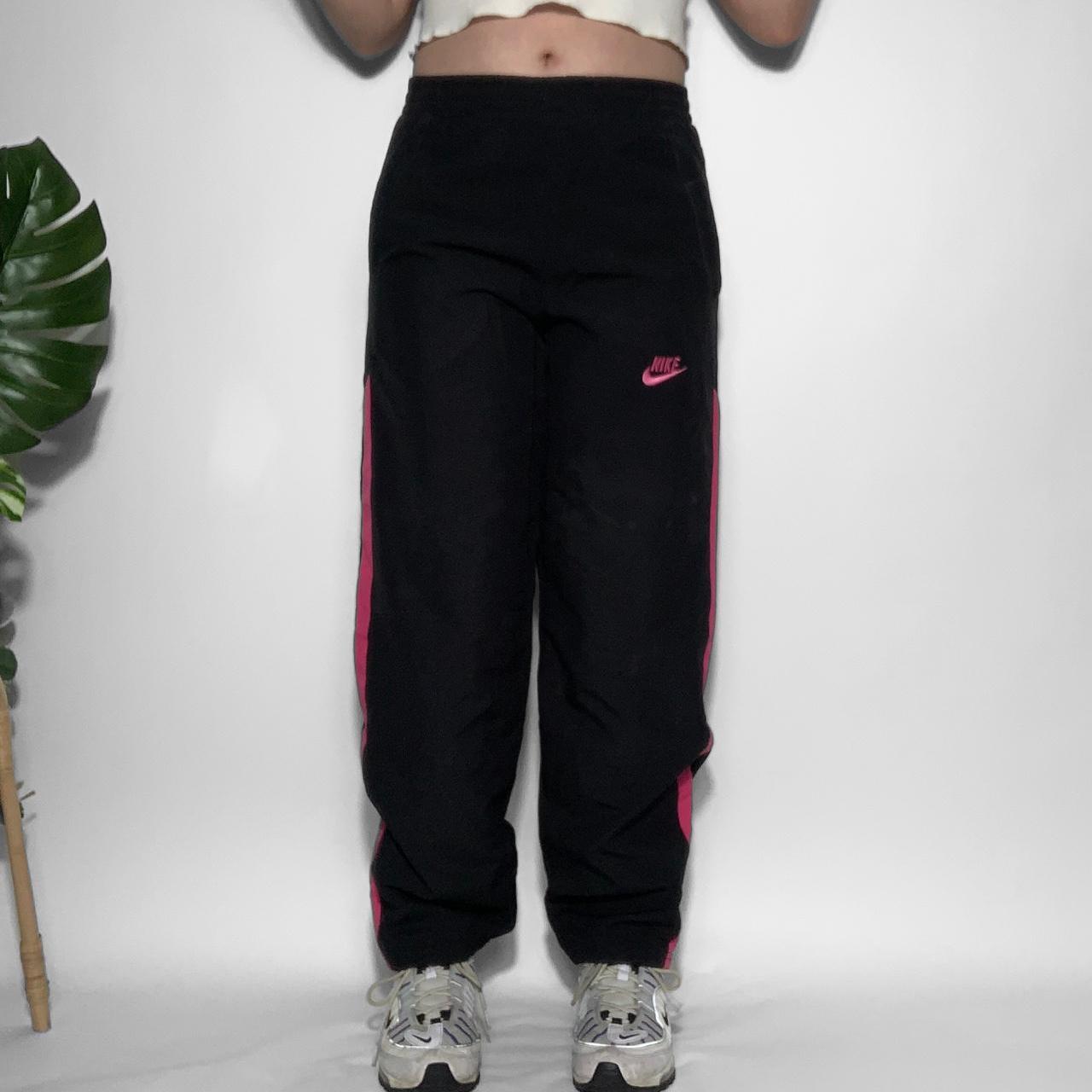 Vintage 90s Think Pink unisex black fleece baggy track pants