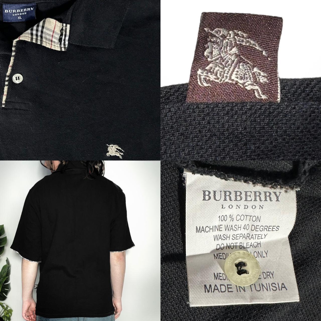 Vintage 90s Burberry black polo shirt with nova check lining - Shapiro  Selective