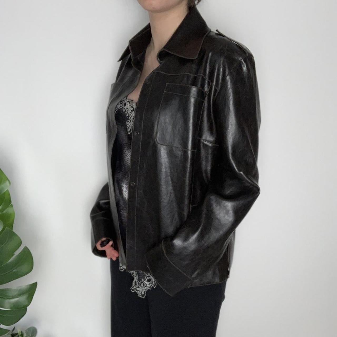 Vintage 90s Italian brown vegan leather blazer jacket - Shapiro