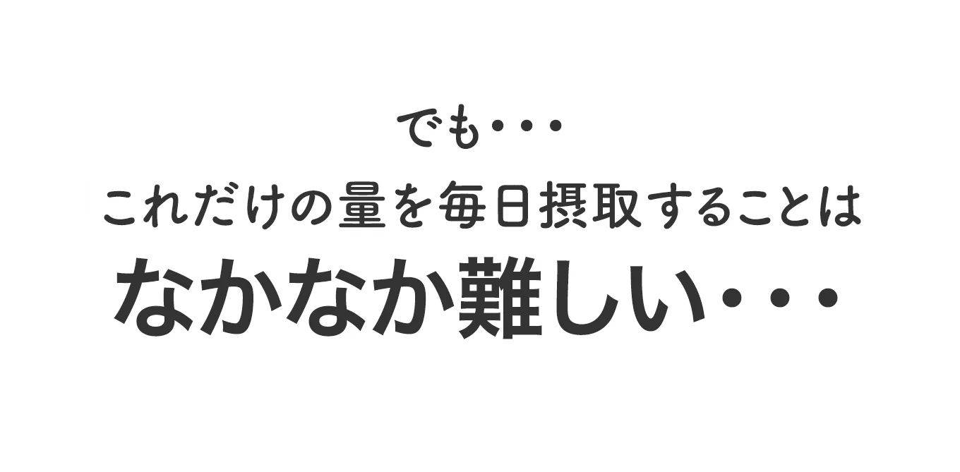 でも、これだけの量を摂取することはなかなか難しい…