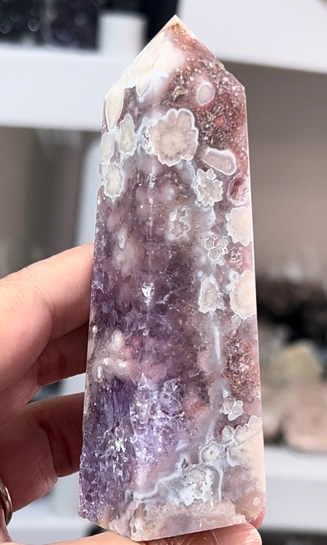 4.75 Druzy Pink Amethyst Flower Agate Tower Home & Living Rocks ...