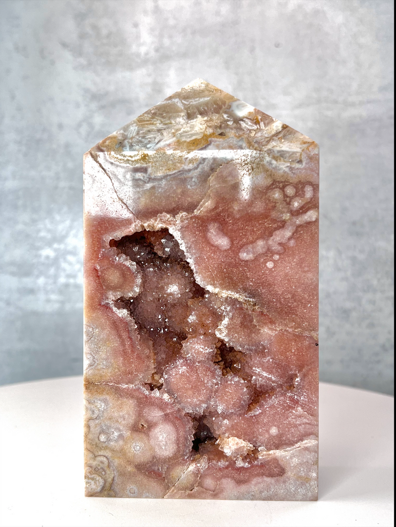 4.75 Druzy Pink Amethyst Flower Agate Tower Home & Living Rocks ...