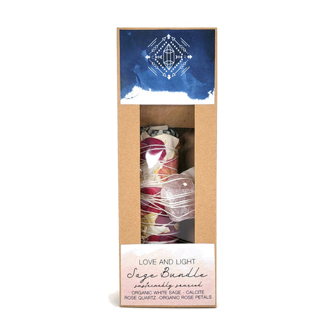 love and light crystal smudge set