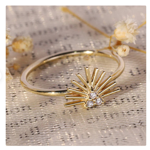 zeals fine jewelry solid gold diamond sun ring