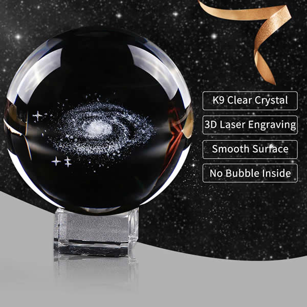 3D Crystal Ball With Galaxy Design