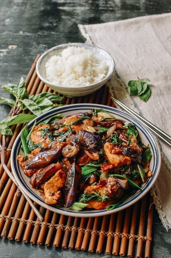 wok de legume au poulet aubergines