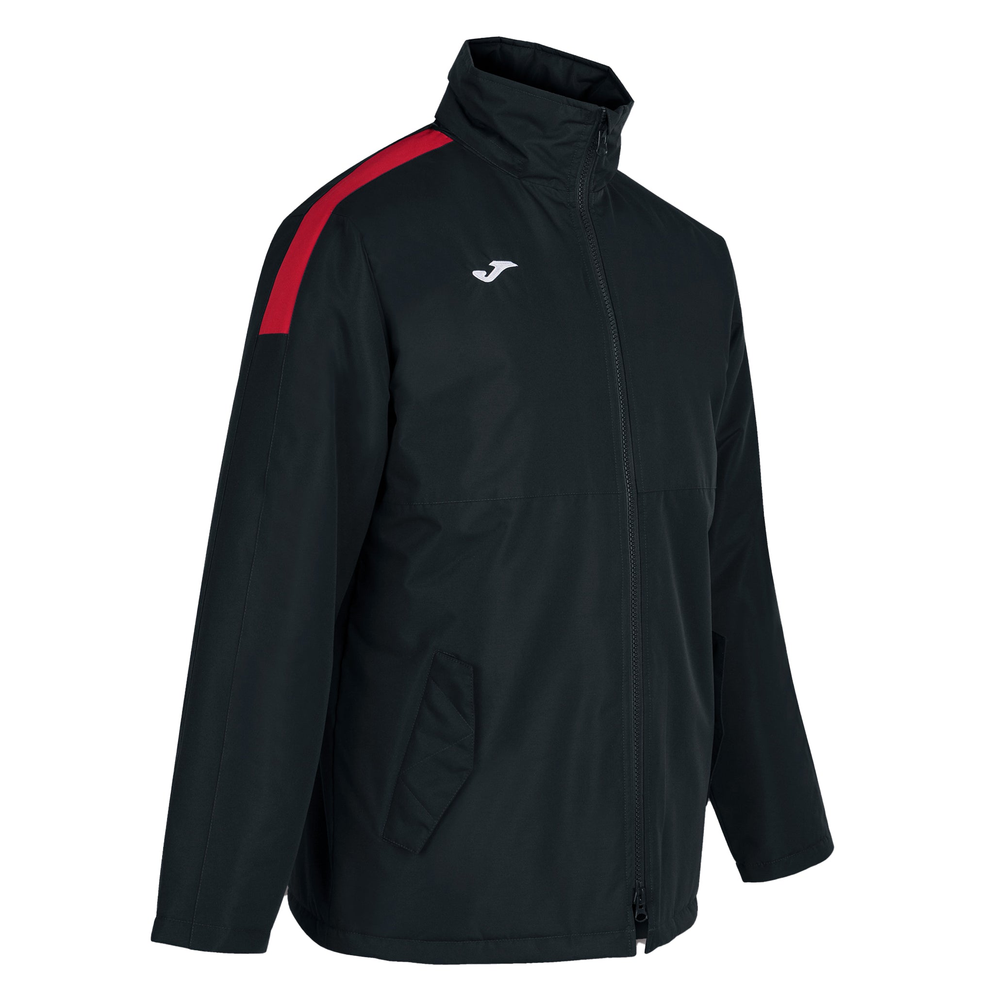 Joma Trivor Fleece Lined Junior Rain Coat: Black/Red