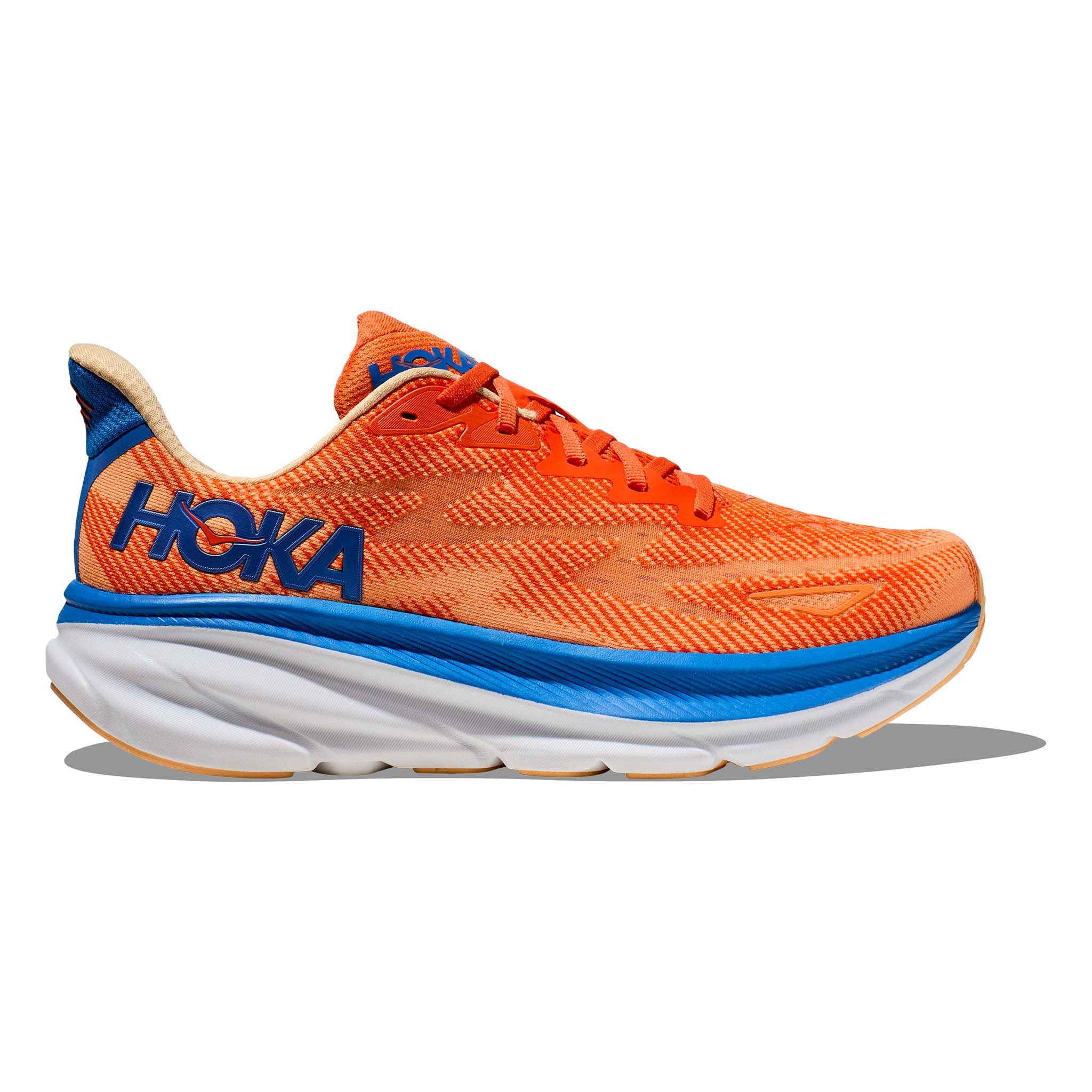 Hoka Clifton 9 Mens Running Shoes: Vibrant Orange/Impala