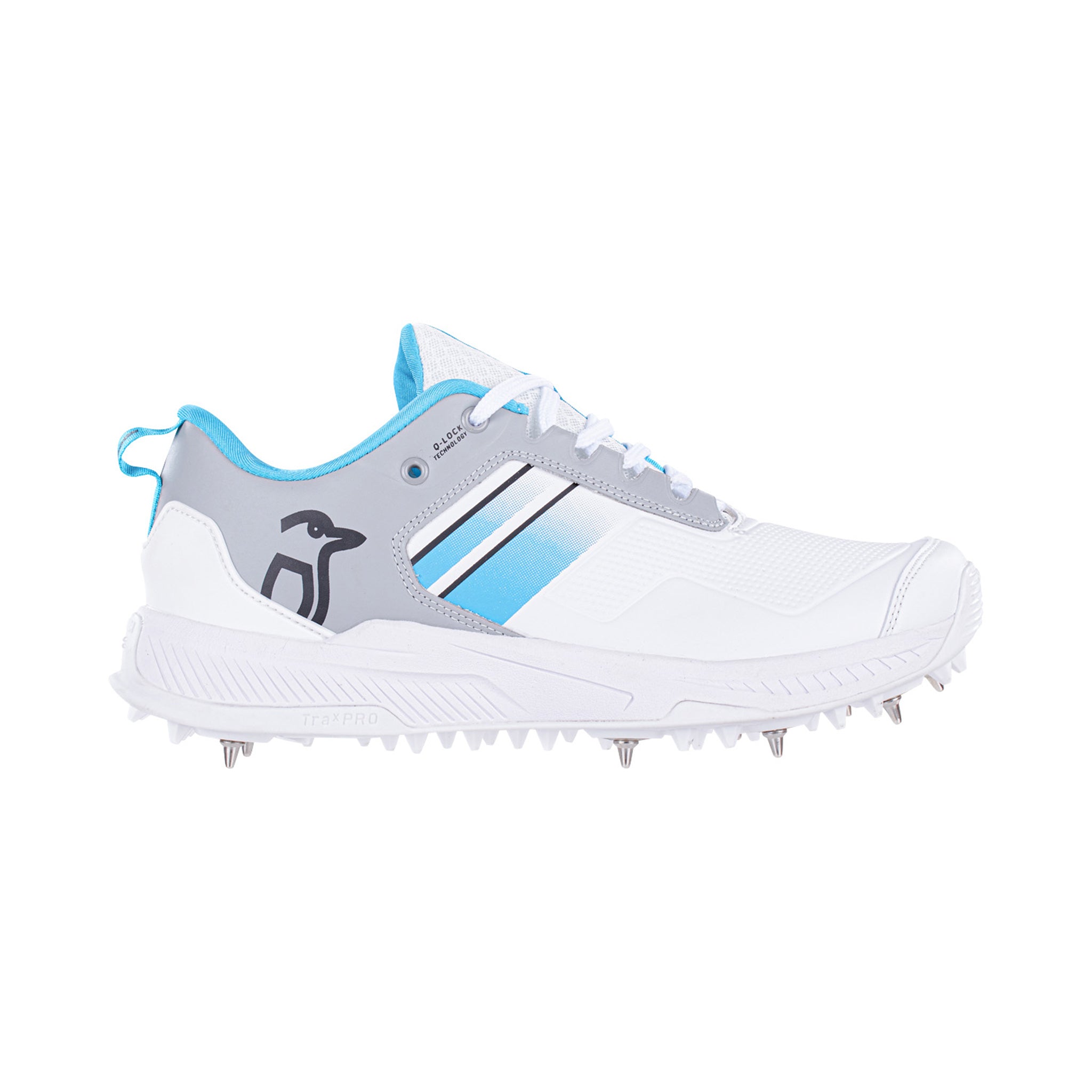 Kookaburra KC 1.0 Spike Cricket Shoes: White/Mint/Grey