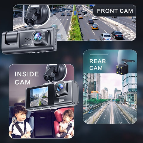 3-lens ultra-high-definition driving recorder with built-in WIFI and GPS