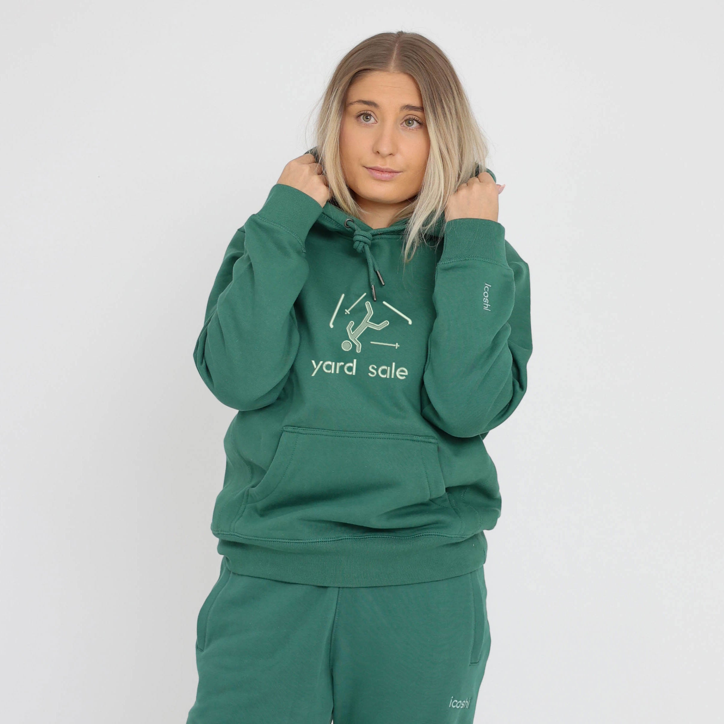 YARDSALE VELOUR HOODIE GREEN-