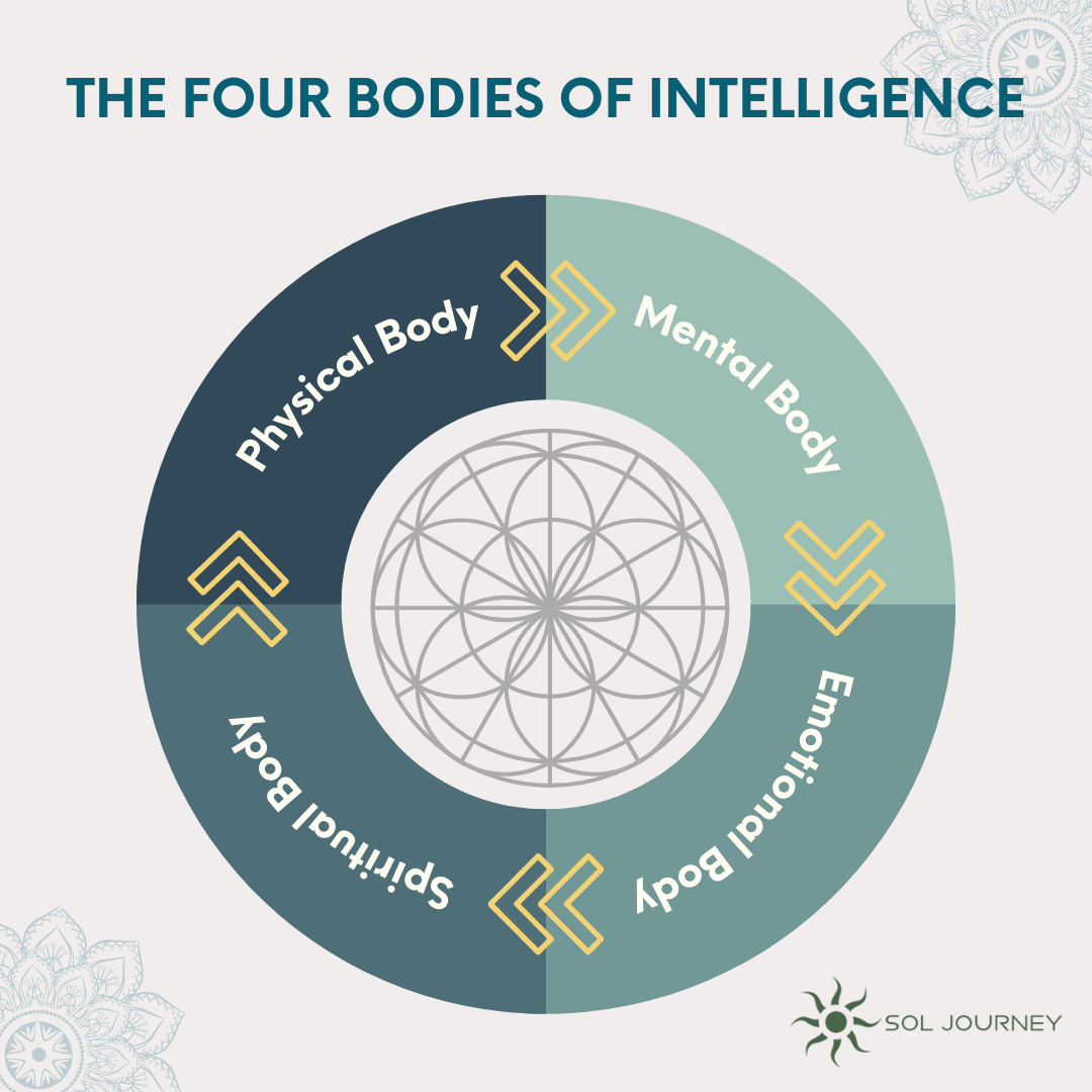 four bodies of intelligence infographic, Path To Your Highest True Self