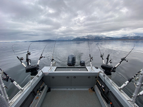 Boat rigged with FTW Rod Holders