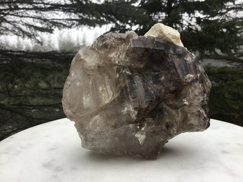 Large Round Smoky Elestial Meditation Crystal