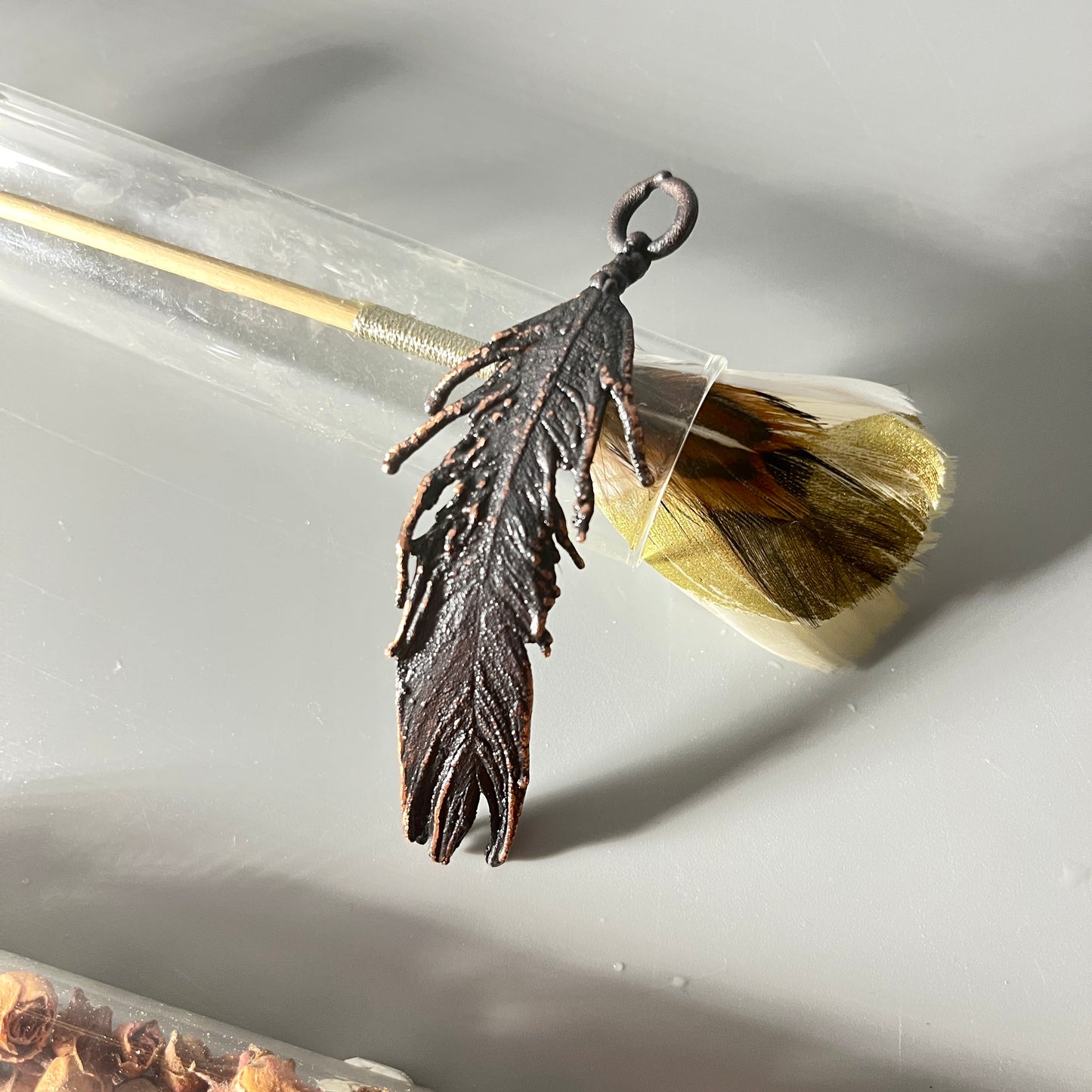 Electroformed Copper Feather Necklace