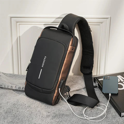 Bolsa de Ombro Impermeável Antifurto Usb - Smart Bag