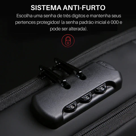 Bolsa de Ombro Impermeável Antifurto Usb - Smart Bag