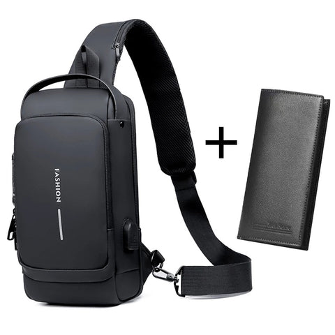 Bolsa de Ombro Impermeável Antifurto Usb - Smart Bag + Brinde