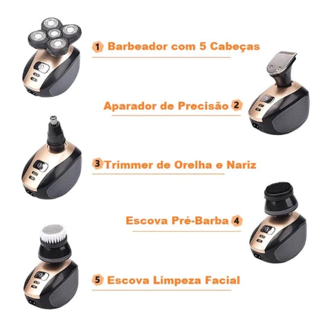 Kit Completo Barbeador Elétrico 5 em 1 - Shaver Max 7D