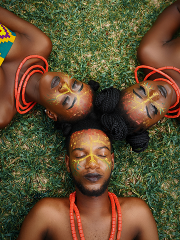 3 African Friends in wearing African Beads