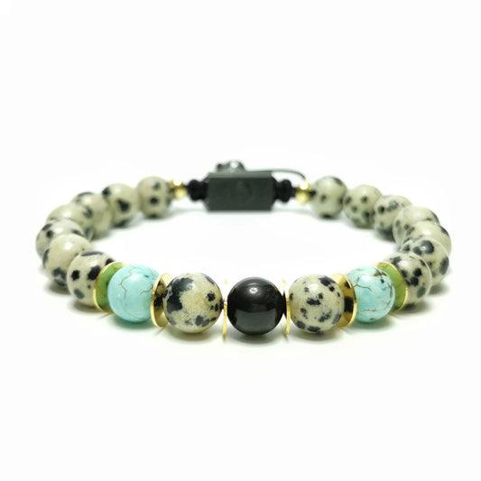 Men's Beaded Bracelet, 8mm Dalmatian Jasper - Clark Pasture