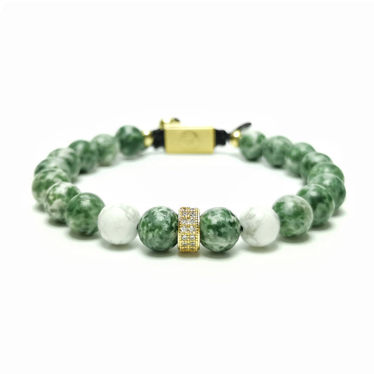 Men's Beaded Bracelet, 8mm Green Spot Jasper - Golf Course