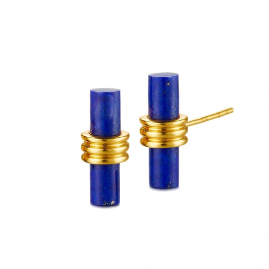 Versatile Lapis Lazuli Personality 18k Gold-Plated Silver Earrings - KATIE