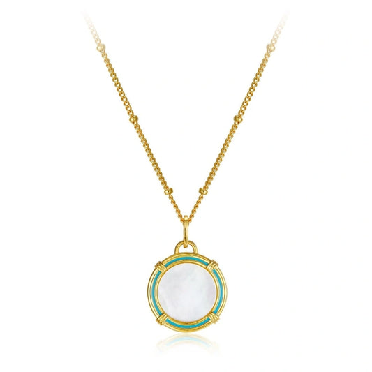 "Magic Mirror" White Shell 18k Gold Plated Pendant Necklace - LEILANI
