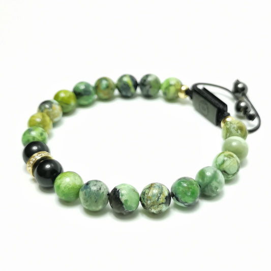 Men's Beaded Bracelet, 8mm Variscite - Misty Forest