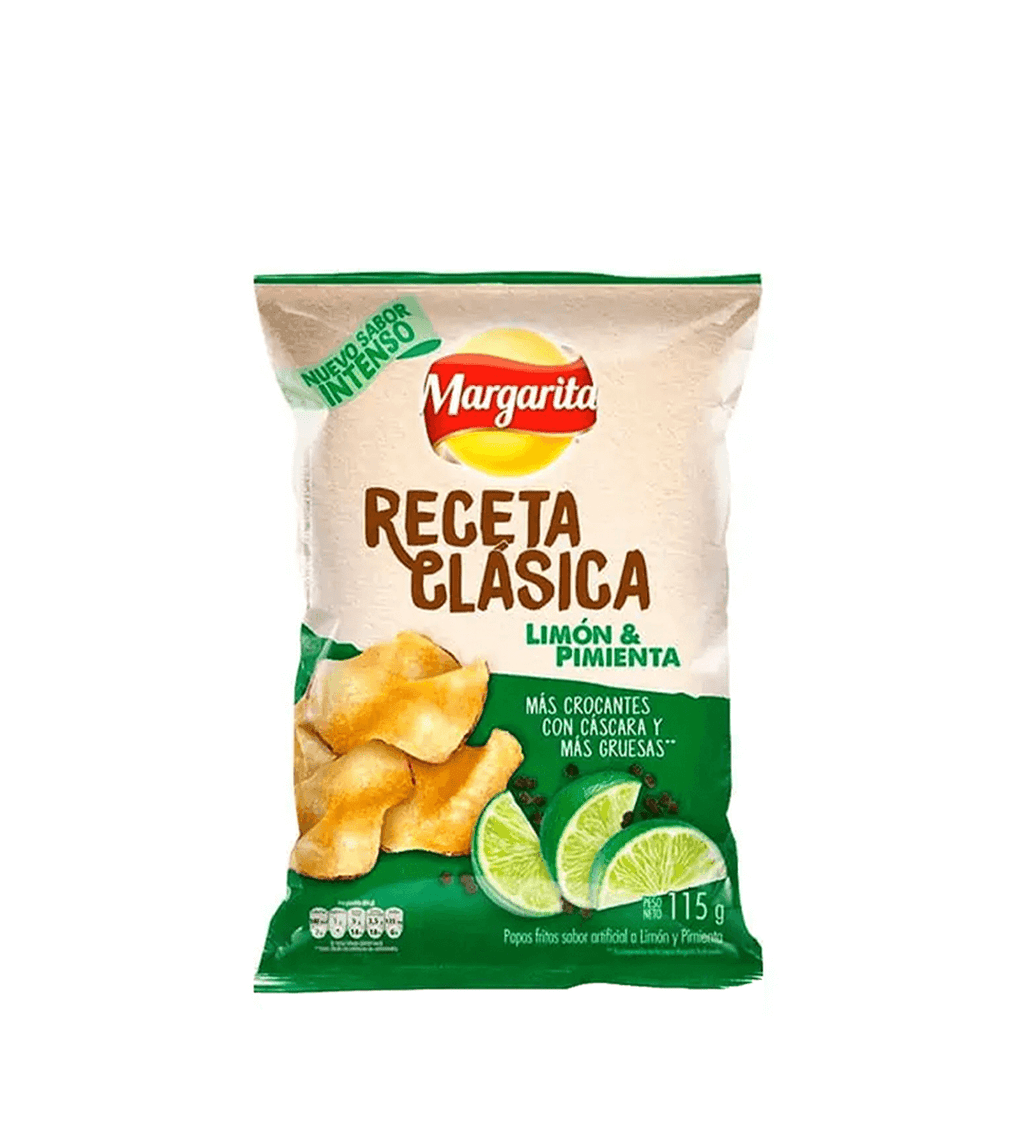 Pasabocas Papas Margarita Receta Clásica Limón Pimienta - 115g - Licores  Medellín